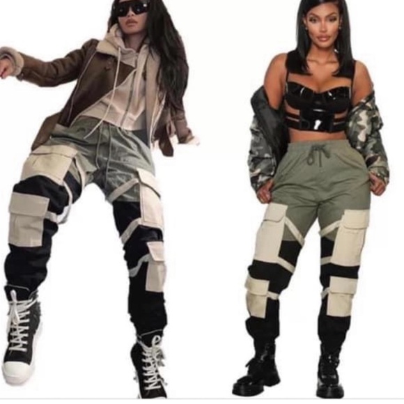 CARGO pants. Gray, black, and cream. NWT - Picture 1 of 5